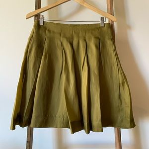 Anthropologie Fei Silk Olive Green Skirt